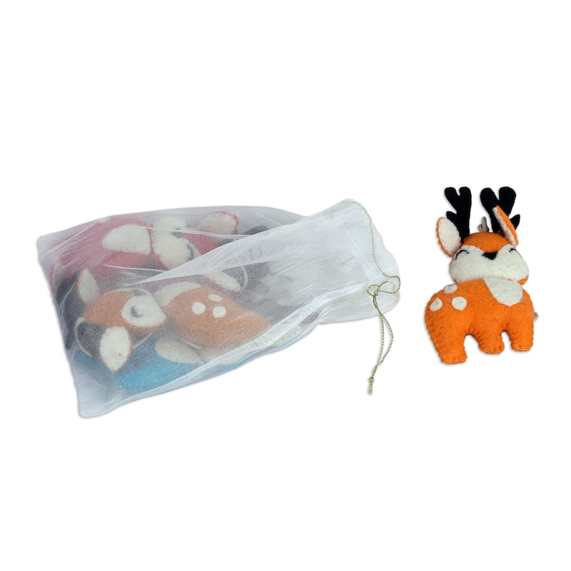 Novica Handmade Adorable Reindeer Wool Felt Ornaments (Set Of 5)