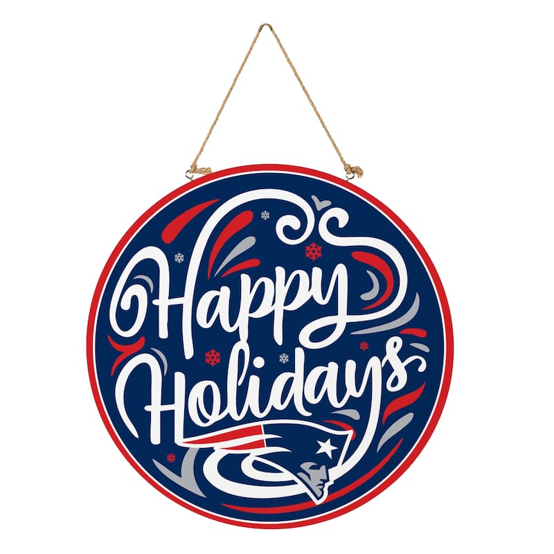 New England Patriots 18" x 18" Happy Holidays Door Décor Wall Sign - 18" x 18"
