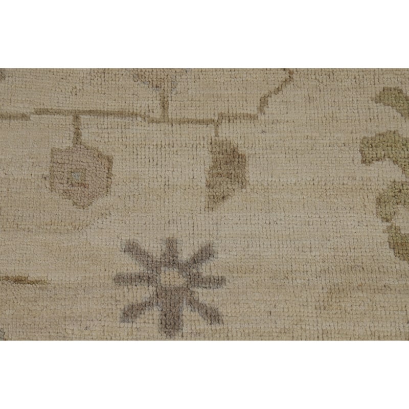 Hand Knotted Oriental 100% Wool Carpet Transitional All-Over Beige & Ivories Oushak Area Rug - 9' 9'' X 8' 2''