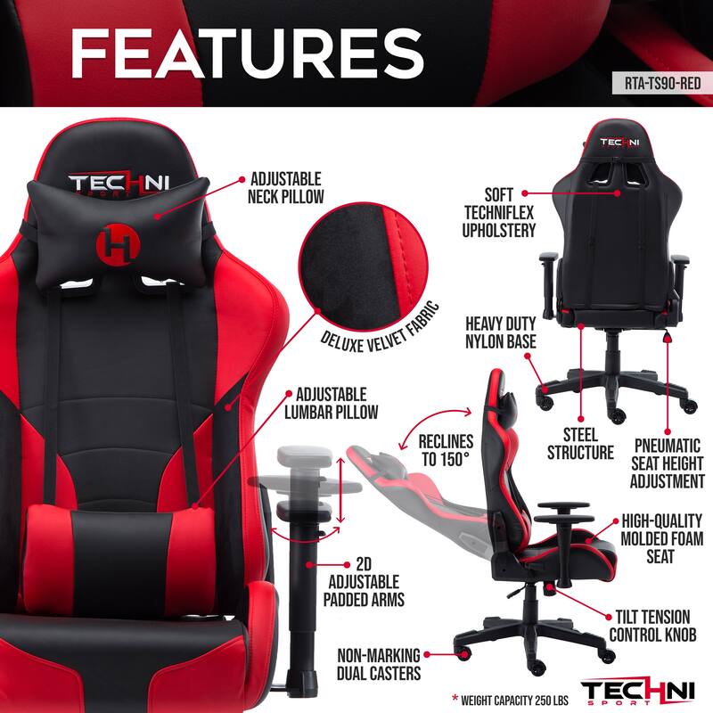 Techni Sport TS-92 Office-PC Gaming Chair, Blue
