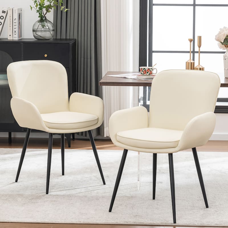 Set of 2 Cat-Scratch Resistant Dining Chairs with Gold Metal Legs