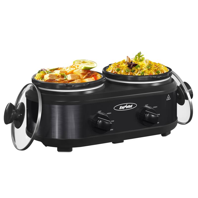 Royalcraft 2 Pot Slow Cooker Stainless Steel Buffet Server 1.25 Quart