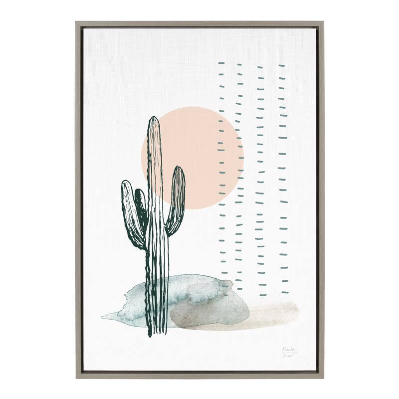 Kate and Laurel Sylvie Desert Cactus Framed Canvas by Statement Goods