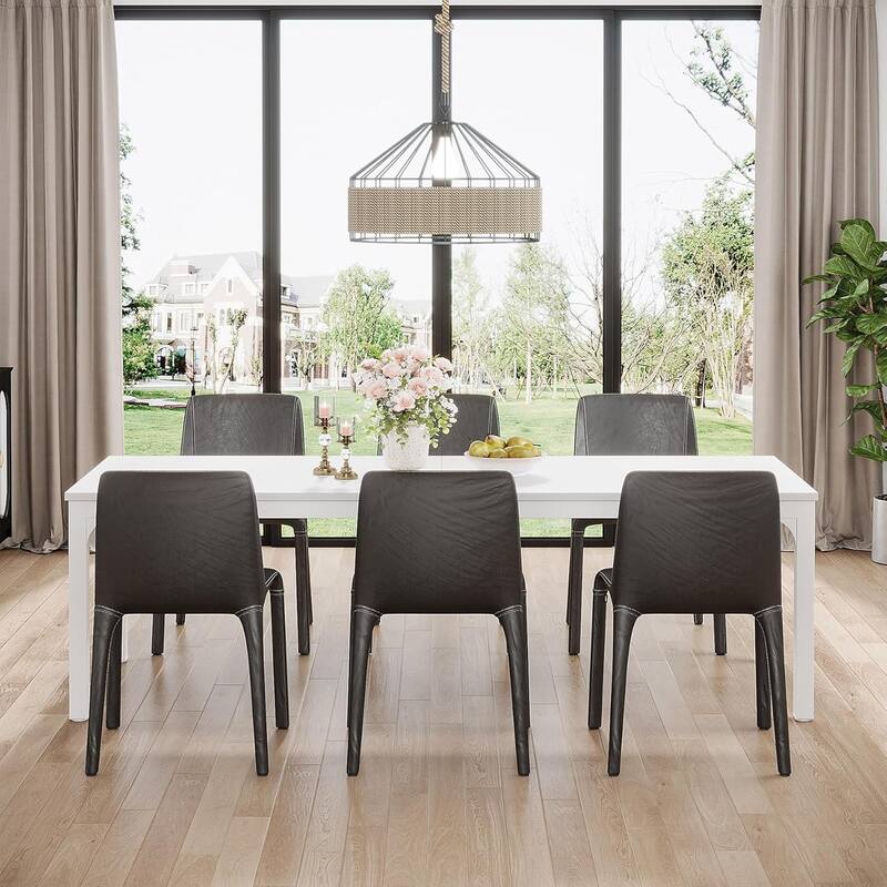 78.7" Rectangle Wood Dining Table, Long Kitchen Table for Living/Dining Room