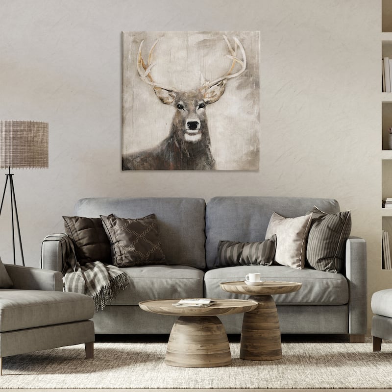 Stupell Gazing Deer in Neutrals Canvas Wall Art Design By Sally Swatland