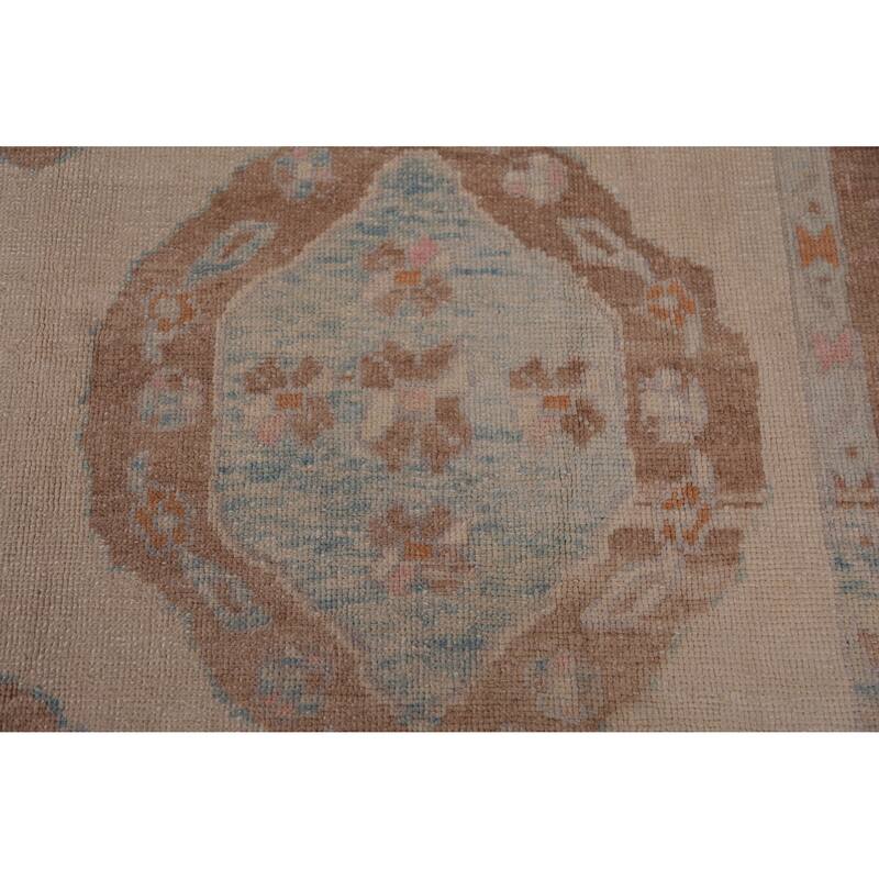 Hand Knotted Oriental 100% Wool Carpet Transitional Geometric Beige & Ivories Oushak Area Rug - 11' 10'' X 8' 6''