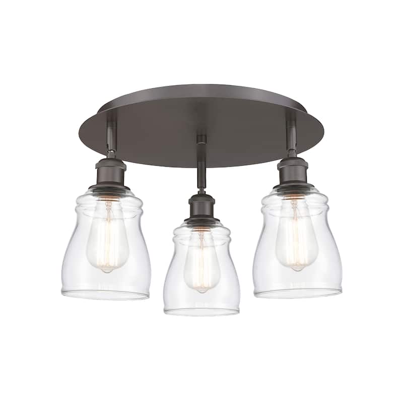 Innovations Lighting Ellery - 3 Light 17" Flush Mount - Clear/Oil Rubbed Bronze