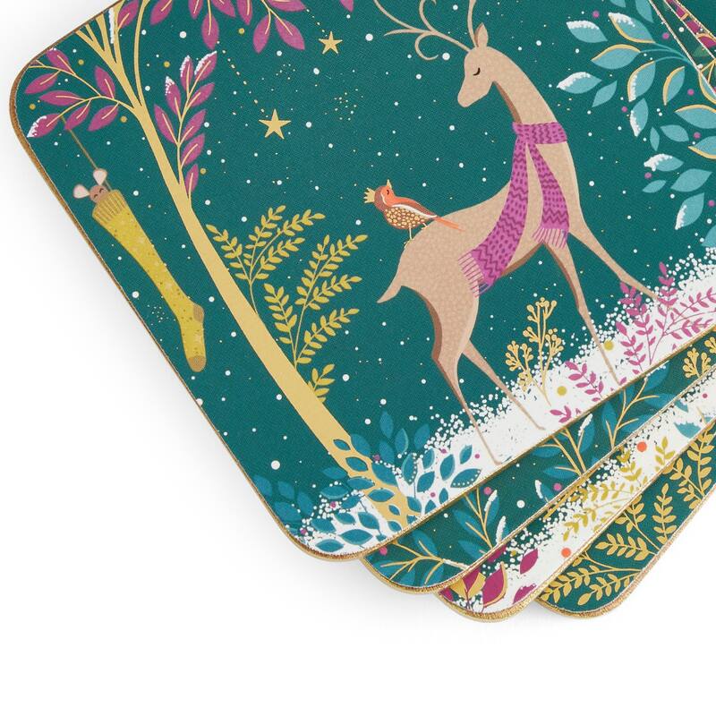 Sara Miller Woodland Tales Coasters, Set of 4 - 4 x 4 in