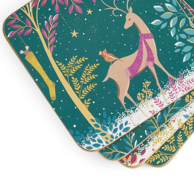 Sara Miller Woodland Tales Coasters, Set of 4 - 4 x 4 in