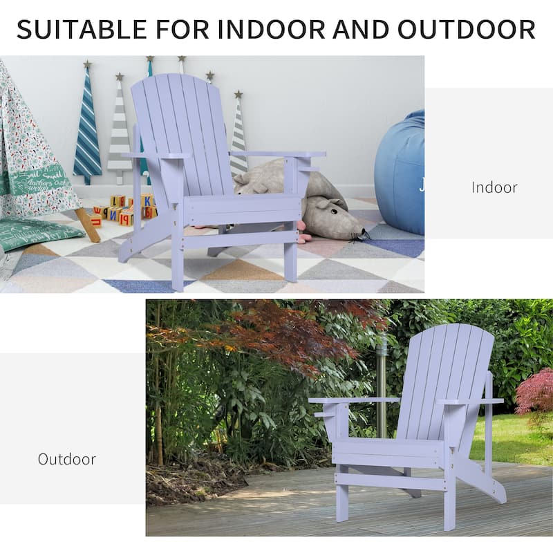 Outdoor Wooden Adirondack Chair with Cup Holder