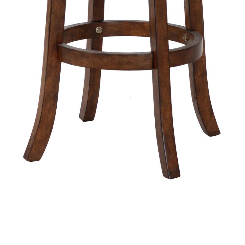 Curved Swivel Barstool with Fabric Padded Seating, Brown and Beige