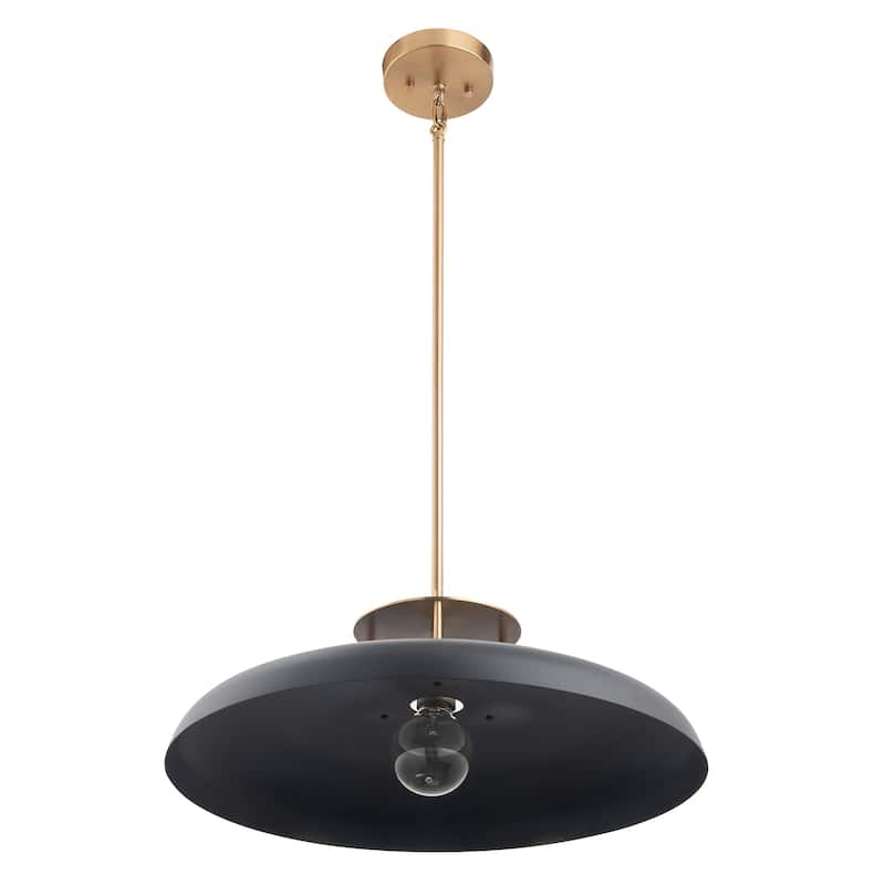 20" Modern Gold and Black 1-Light Dimmable Pendant Light