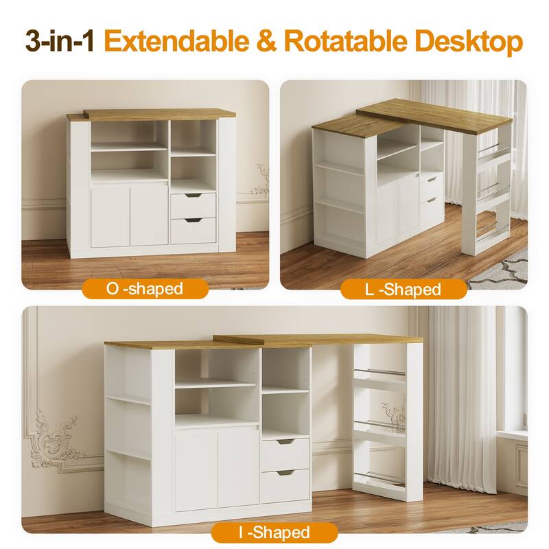 Extendable Kitchen Island with Storage