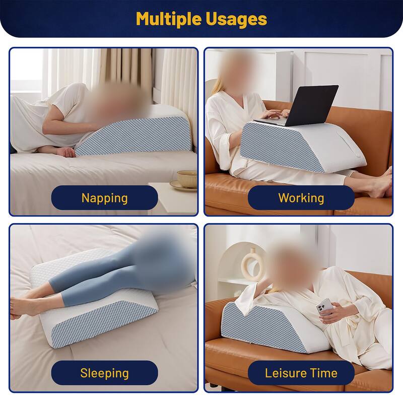 Onetan, Leg Elevation Pillow, Blood Circulation, Leg Swelling Relief and Sciatica Pain Relief, Removable Cover, 21-Inch , White