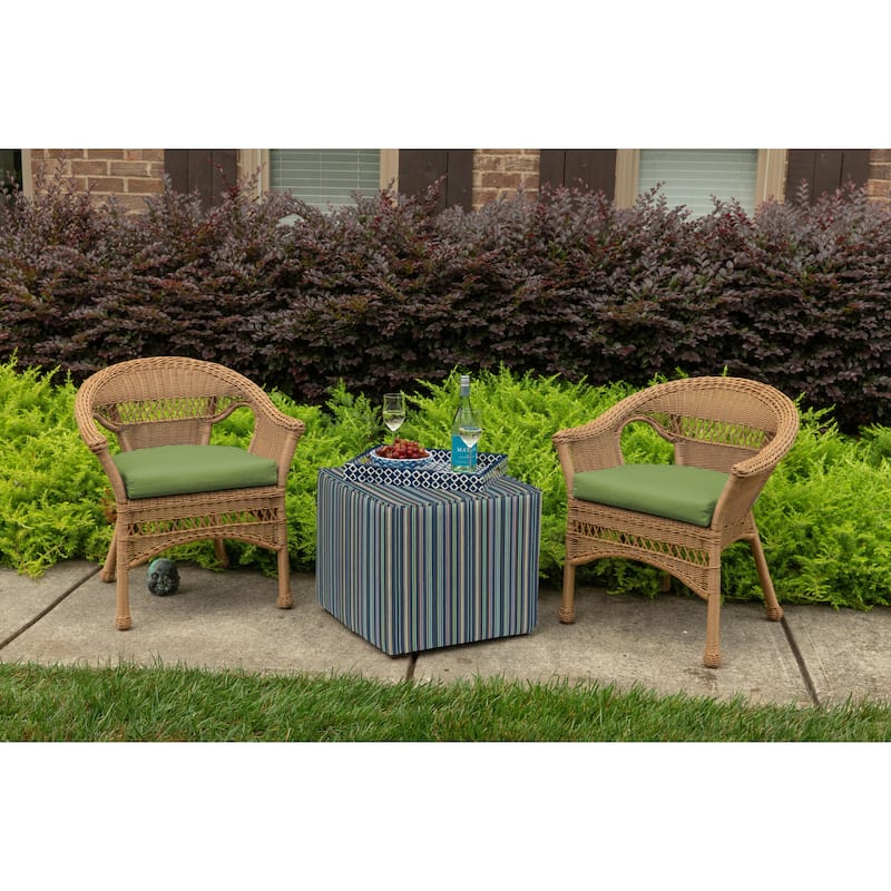 Sunbrella® Solid Fabric 1-Piece Indoor/Outdoor Wicker Seat Pad, 18"W x 18"L, Canvas Navy