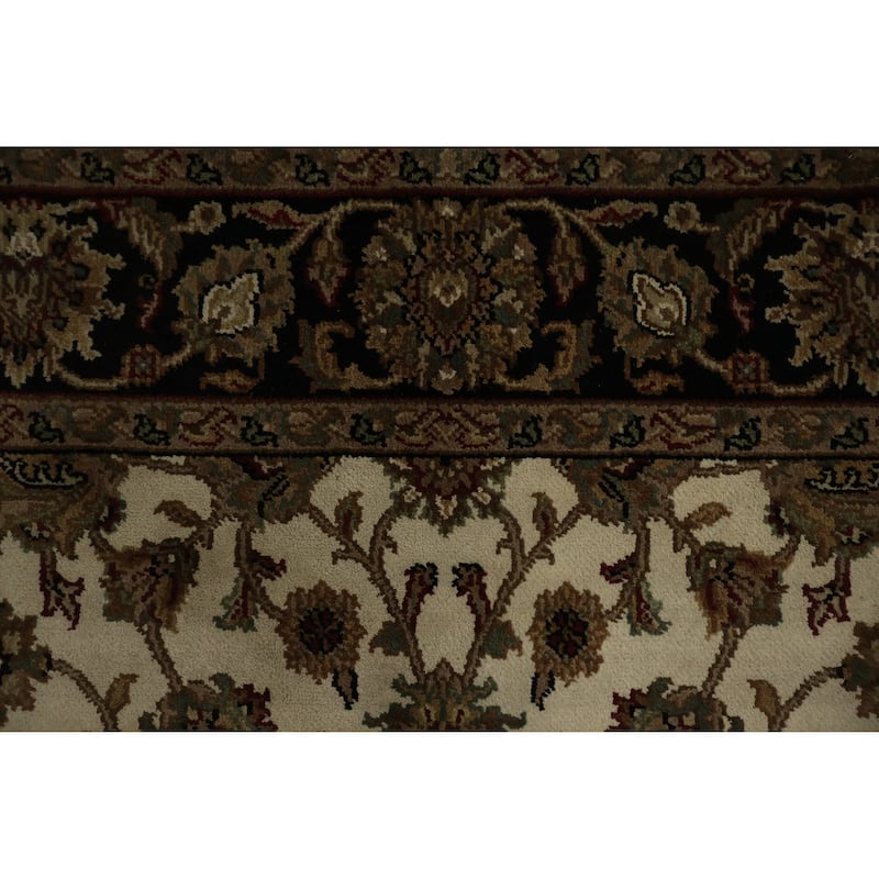 Hand Knotted Oriental 100% Wool Carpet Traditional All-Over Beige & Ivories Agra Area Rug - 8' 8'' X 6' 0''