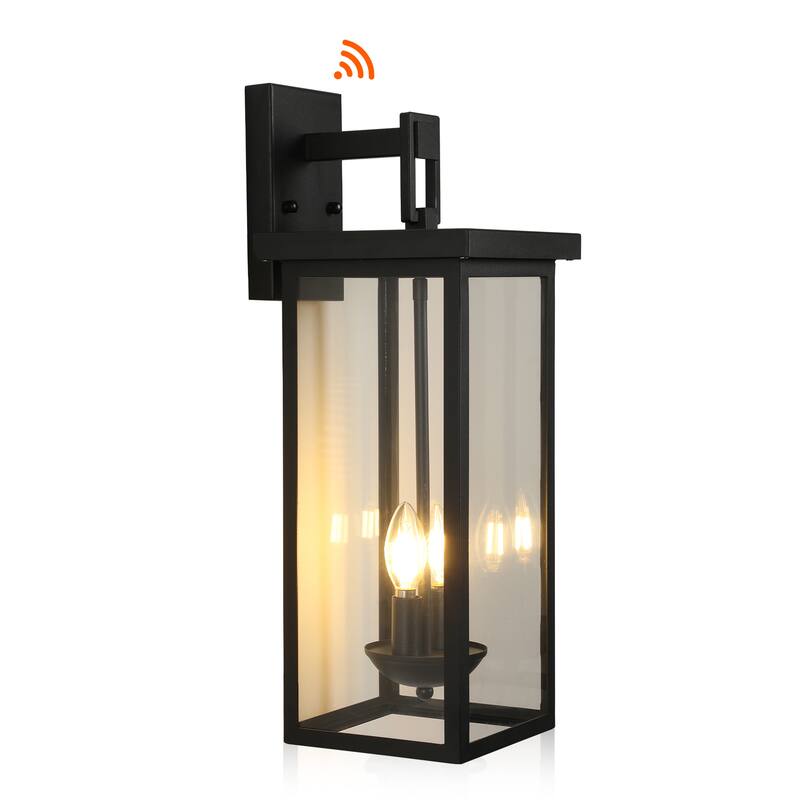 22" Outdoor Wall Lantern with Dusk-Dawn Sensor - 2-Light - Black,1-Pack