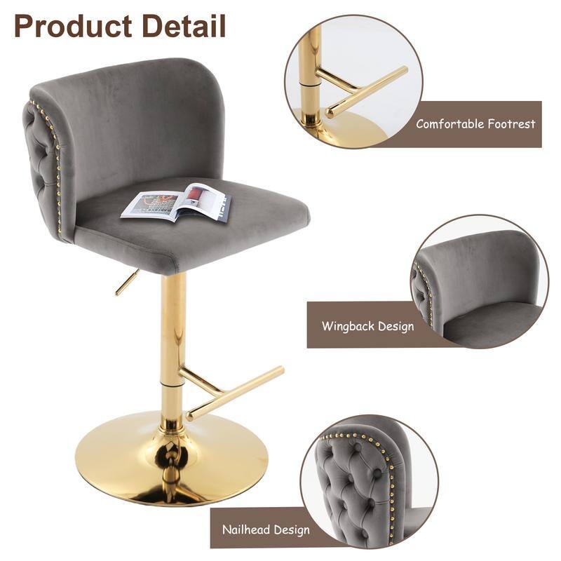 Modern Upholstered Swivel Adjusatble Height Barstools Set of 4