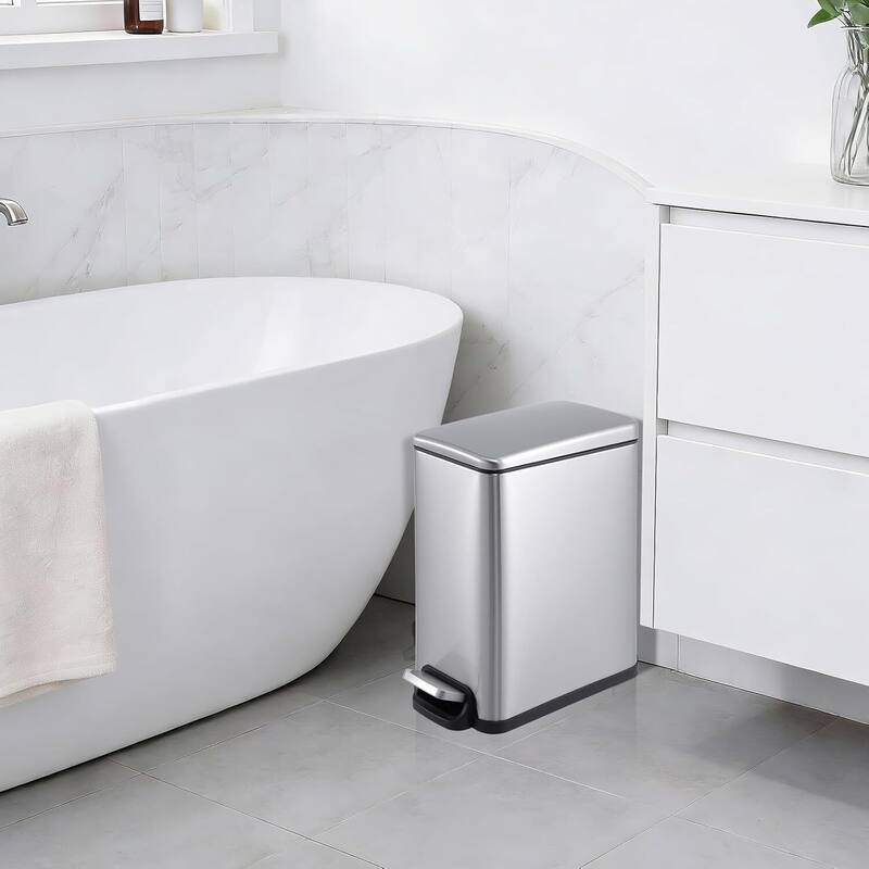 12 Gal + 2.6 Gal Stainless Steel Slim Trash Can Combo Set for Kitchen, Bathroom