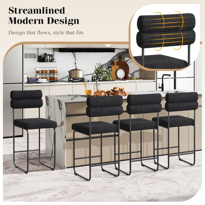 Gymax Set of 4 Counter Height Bar Stools 26'' Counter Stools w/ Metal