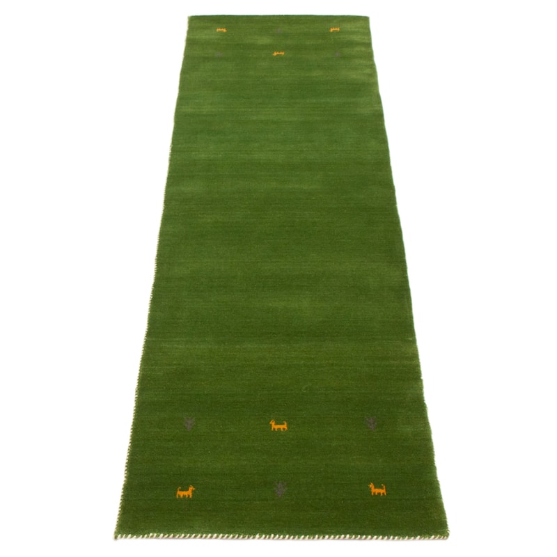 Kashkuli Gabbeh Green Rug 2'7" x 9'7" - 2'7 x 9'7