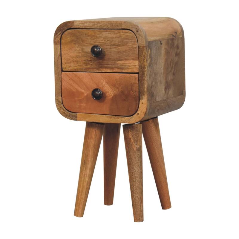 HomeRoots 16" Oak Solid Wood Square Two Drawer Nightstand