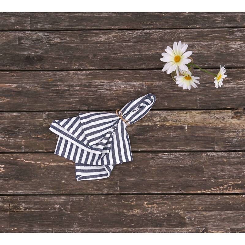 Seersucker Striped Napkins Set of 6 - Blue