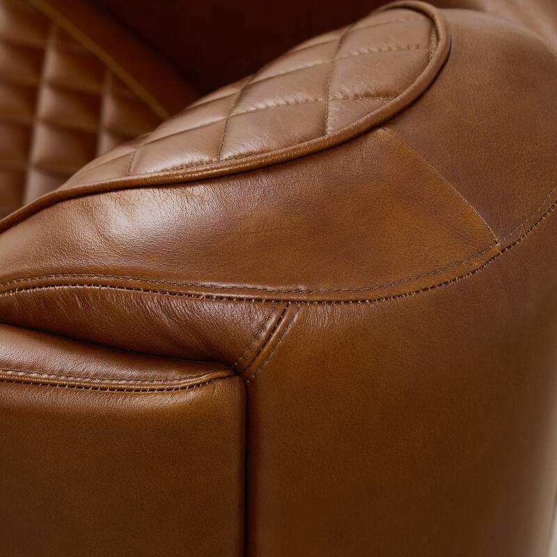 Mid-century and Modern Top Grain Leather Accent Arm Chair