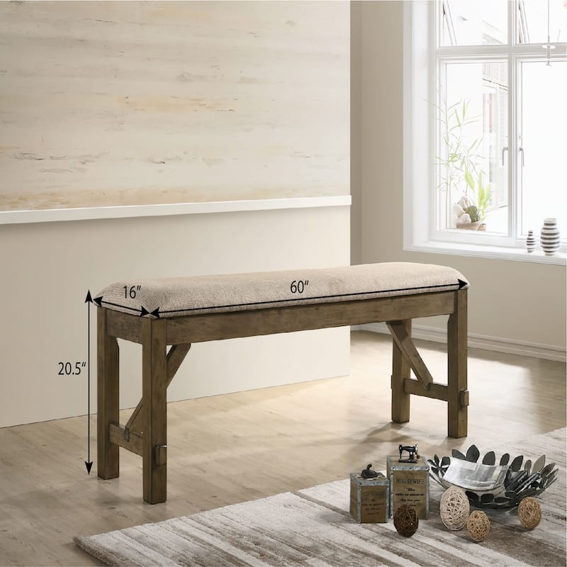 Wood Fabric Upholstered Dining Bench