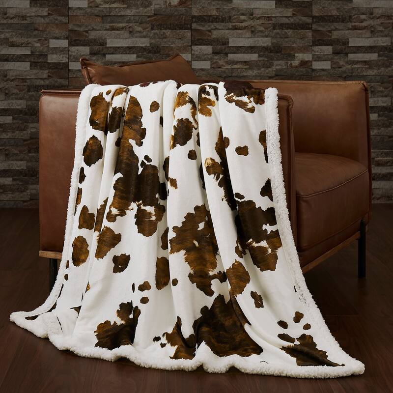 Indigo Hill by HiEnd Accents Campfire Sherpa Fleece Throw, 1PC or 3PC - 1-Piece - Elsa-Chocolate