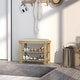 preview thumbnail 4 of 13, Wicker Two-Tier Storage Shoe Bench with Linen Cushion and Entryway Seating for Home and Hallway - 23.6" W x 11.4" D x 19.3" H