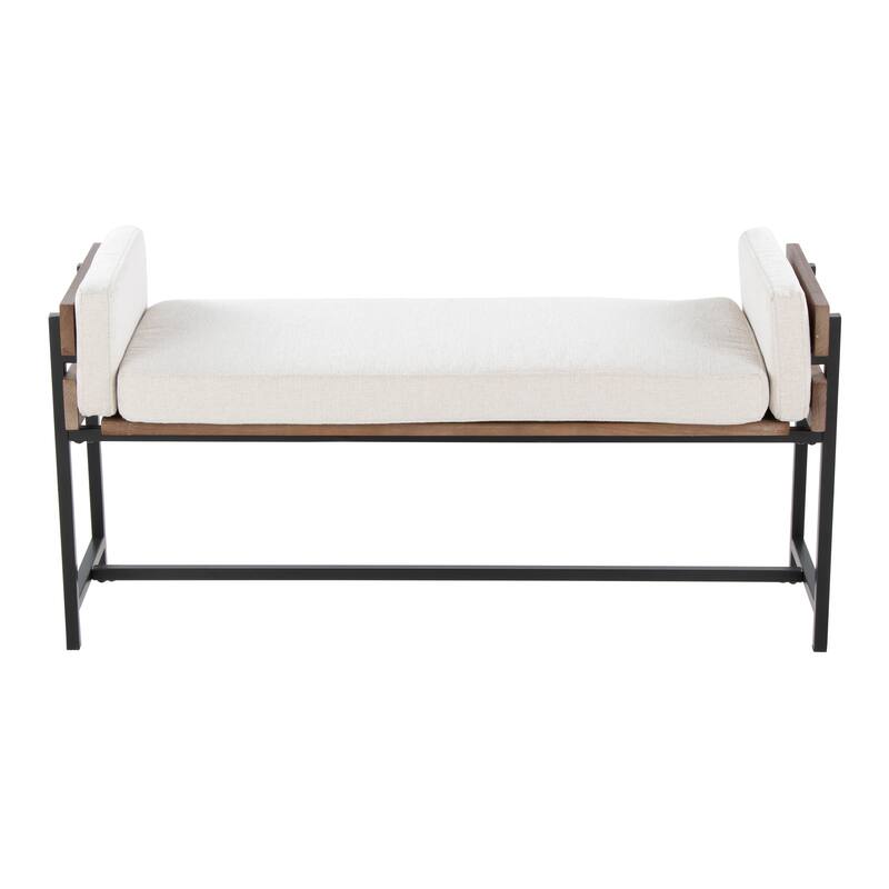The Gray Barn Kari Bench - Cream Fabric/Brown Wood
