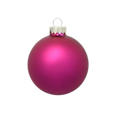 Matte Finish Glass Christmas Ball Ornaments 2.75" (70Mm) Pink 12Ct