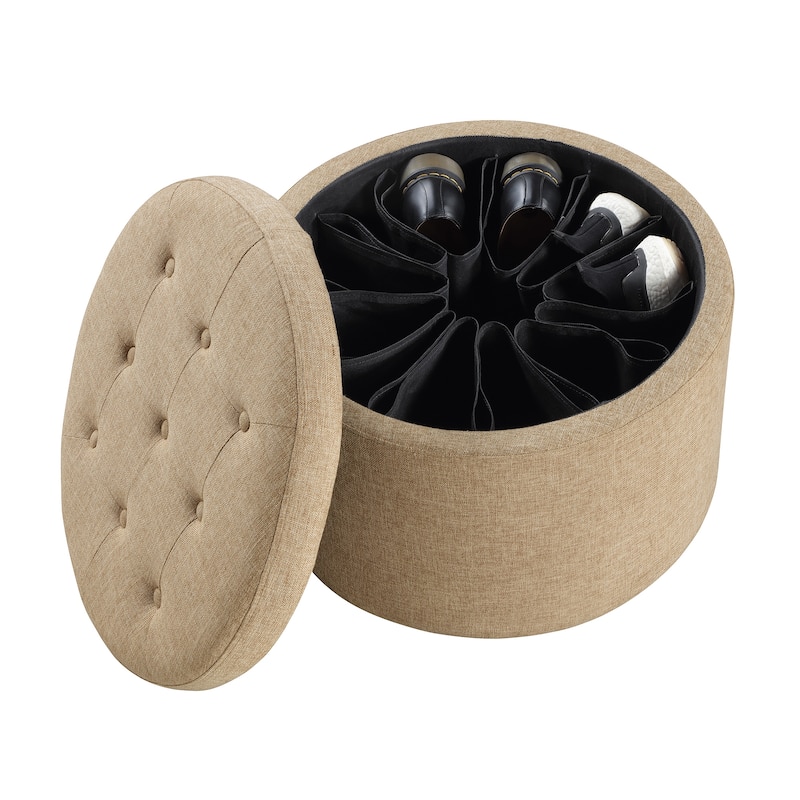 Convenience Concepts Designs4Comfort Round Shoe Storage Ottoman