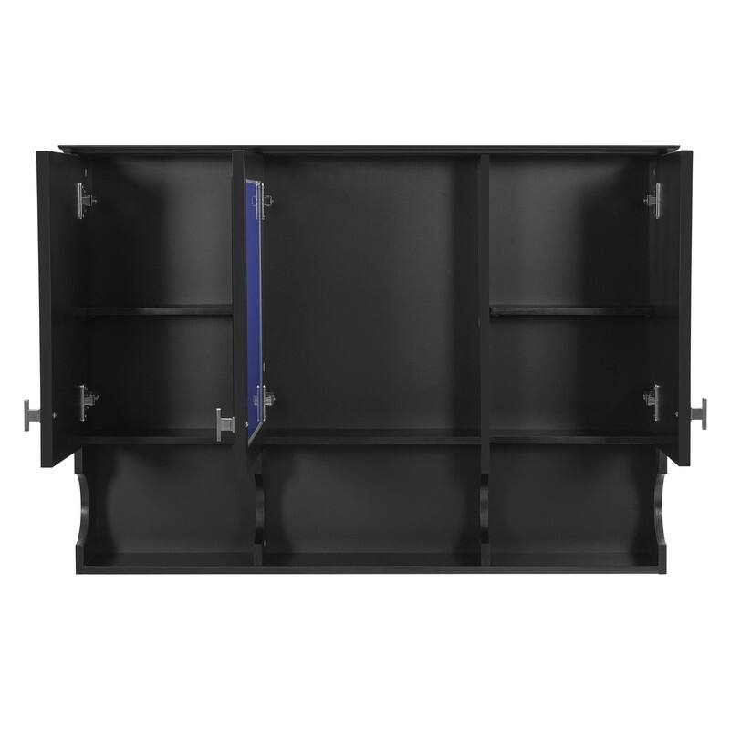 41-Inch Mirror Medicine Cabinet with Open Shelves, Wall-Mounted Storage with Doors & Mirror