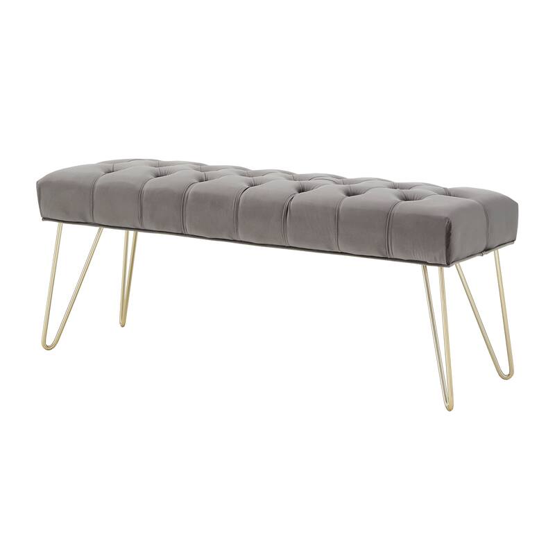 Klaus Velvet Tufted Bench by iNSPIRE Q Bold - Grey Velvet