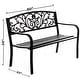 preview thumbnail 6 of 7, Gardenised Black Patio Garden Park Yard 50" Outdoor Steel Bench Powder Coated with Cast Iron Back