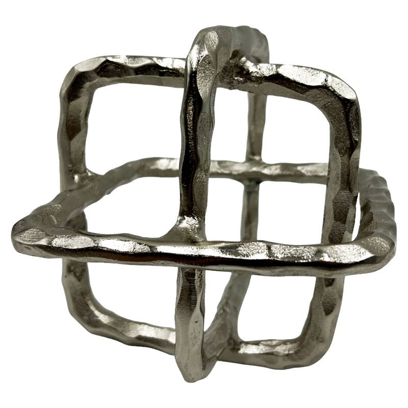 Decorative Handmade Aluminum 7.5 inch Square Sculpture - 7 x 7 x 7.5 in
