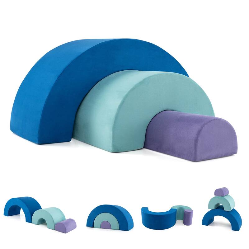 Costway Rainbow Arc Climber Playset Foam Climbing Blocks with Machine - Multicolor - See Details - Multicolor - See Details