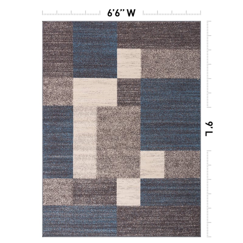 World Rug Gallery Modern Boxes Design Non-slip (Non-skid) Area Rug