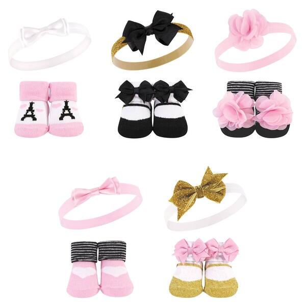slide 1 of 1, Hudson Baby Girl Headband and Socks Giftset, Paris, One Size - Paris 10-Pack Paris 10-Pack - One Size