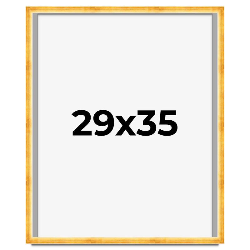 29x35 Shadow Box Frame Gold | 1.625 Inches Deep Real Wood Traditional