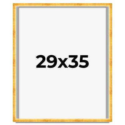 29x35 Shadow Box Frame Gold | 1.625 Inches Deep Real Wood Traditional
