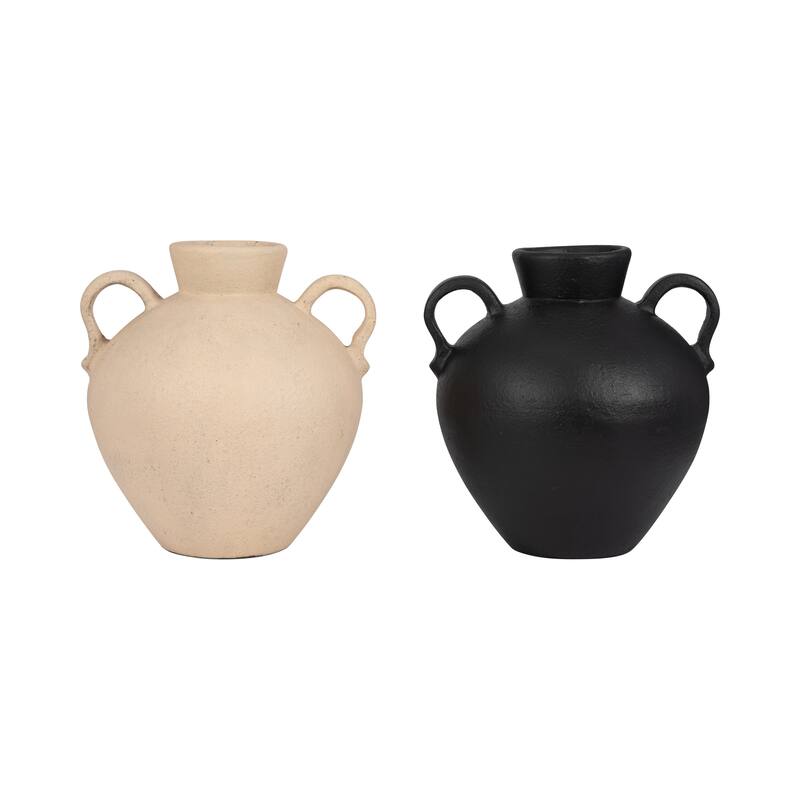 Sagebrook Home Terracotta, 17" Unique Jug With 2 Handles, Amphora, Textured, Durable/stylish item, Serenity/Mysterious