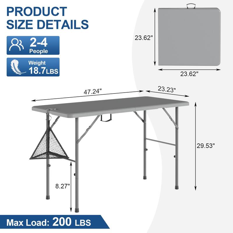 Camping Table with Mesh Bag Foldable Table Indoor Outdoor Portable Camping Table Suitable for Picnic Camping BBQ Backyard Beach