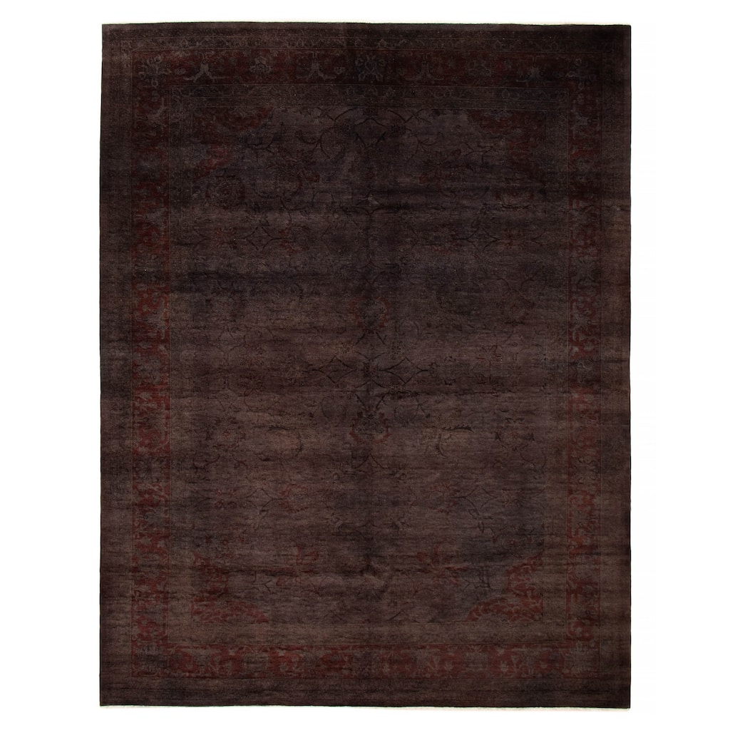 ECARPETGALLERY Hand-knotted Vibrance Dark Brown Wool Rug - 9'1 x 11'11