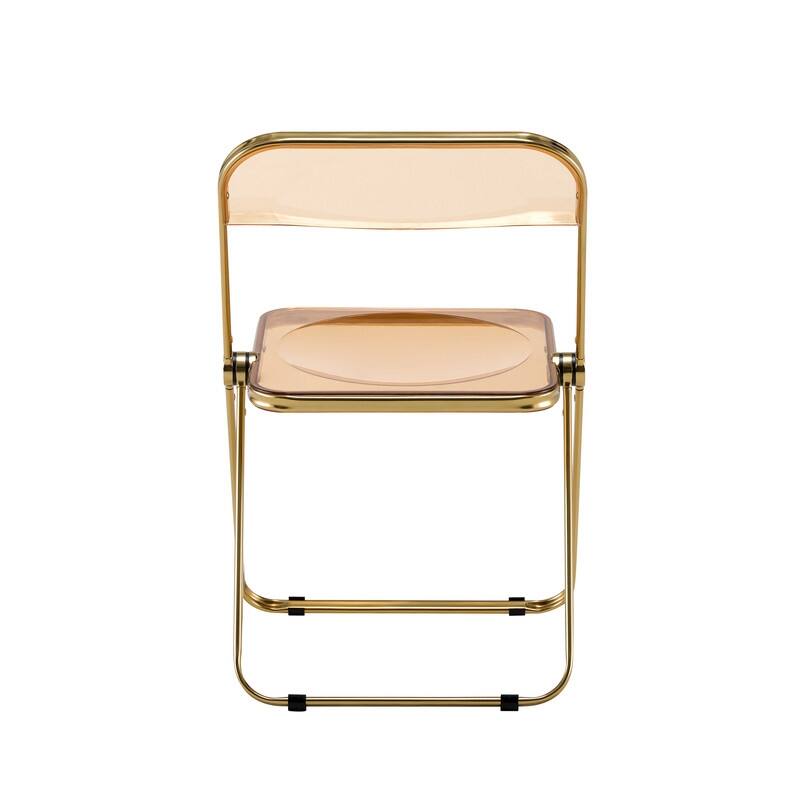 Lawrence Modern Foldable Transparent Acrylic Gold Chrome Folding Chair for Multipurpose Spaces Set of 4 - 30"