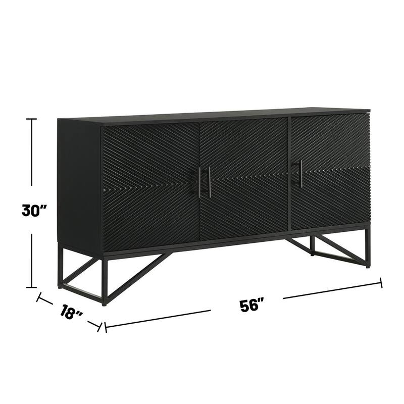 Accent Cabinet with Metal Frame in Black