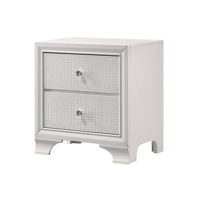 White 2 Drawer 16.4 in. W Nightstand with Sturdy Hardware and Ample Storage