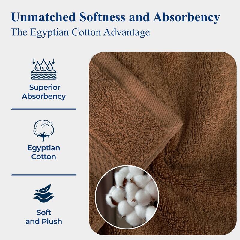 Superior Egyptian Cotton 8 Piece Towel Set Ultra Plush & Absorbent Bath, Hand & Face Towels, Heavyweight Spa Quality